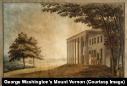 Benjamin Latrobe's "A View of Mount Vernon with the Washington Family" (Courtesy of George Washington's Mount Vernon)