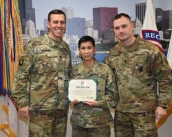 Jordan A. Siddhidhatashakti, middle, is a Thai-born army enlisted at U.S. Army Recruiting Command.