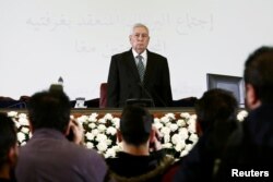 Algerian upper house chairman Abdelkader Bensalah is pictured after being appointed as interim president by Algeria's parliament, following the resignation of Abdelaziz Bouteflika in Algiers, Apr. 9, 2019.