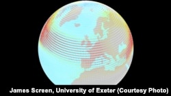 This shows the average location of the jet stream during wet summer months over northwest Europe.