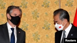 U.S. Secretary of State Antony Blinken meets Chinese Foreign Minister Wang Yi on the sidelines of the G-20 summit in Rome, Oct. 31, 2021. (Tiziana Fabi/Pool via Reuters)