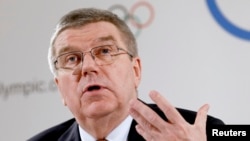 International Olympic Committee (IOC) President Thomas Bach addresses a news conference in Lausanne, Switzerland, March 2, 2016.