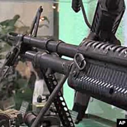 Machine guns confiscated are on display at the narco-museum