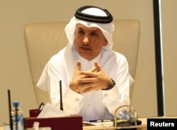 Qatar's Finance minister Ali Sherif al-Emadi speaks during a briefing on the financial outlook for Qatar, in Doha, Qatar, February 7, 2017.