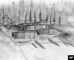 An illustration of the Dionisio Point village as it may have looked 1,500 years ago