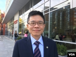 民进党美国大选观选团团长蔡宪浩 (美国之音钟辰芳拍摄)