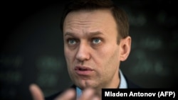 RUSSIA -- Russian opposition leader Aleksei Navalny speaks during an interview with AFP at the office of his Anti-corruption Foundation (FBK) in Moscow, January 16, 2018