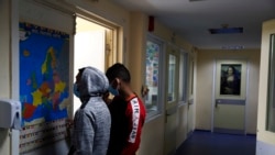 A prisoner looks a map of Europe at Avlona's prison school, north of Athens, Greece, February 10, 2021. (AP Photo/Thanassis Stavrakis)