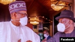 Buhari, hagu, Jonathan dama (Facebook/Bashir Ahmad)