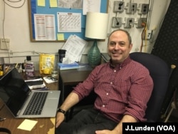 Donald Fried in the stage manager's office at Sweat, taking a break before show time.