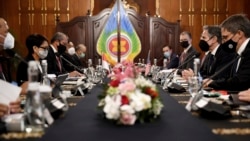 U.S. Secretary of State Antony Blinken, second right, meets with Indonesian Foreign Minister Retno Marsudi, second left, at the Pancasila Building in Jakarta on Dec. 14, 2021.