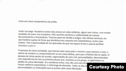 Carta Luaty Beirao sobre fim da greve