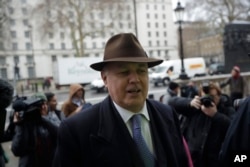 Former leader of Britain's ruling Conservative Party Iain Duncan Smith arrives for a meeting in London, Feb. 4, 2019. Prime Minister Theresa May was gathering pro-Brexit and pro-EU Conservative lawmakers into an "alternative arrangements working group" seeking to break Britain's Brexit deadlock.