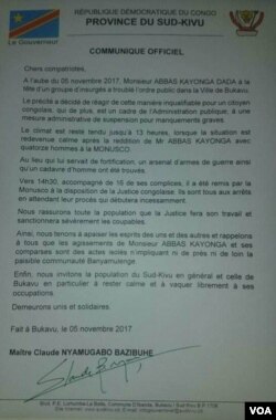 Communiqué officiel.