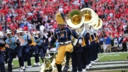 The Southern University marching band performs during a college football game in Georgia in 2015. (AP Photo/John Bazemore, File)