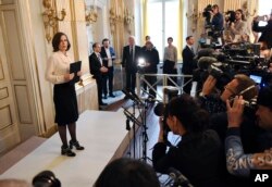 Permanent Secretary of the Swedish Academy Sara Danius announces that Bob Dylan is awarded the 2016 Nobel Prize in Literature during a presser at the Old Stockholm Stock Exchange Building in Stockholm, Sweden, Oct. 13, 2016.