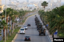 Lebanese army soldiers patrol the city on the eve of the country's parliamentary election, in Sidon, Lebanon, May 5, 2018.