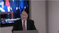 前日本防卫大臣森本敏2020年1月7日在哈德逊研究所讲话（哈德逊研究所画面截图）