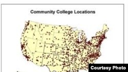 Map of community colleges located in the U.S. (Courtesy of American Association of Community Colleges)