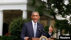 U.S. President Barack Obama speaks about Ukraine at the White House in Washington, July 21, 2014.