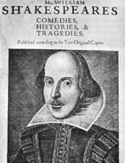 William Shakespeare's portrait on the First Folio edition