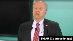 جان ساپکو، سرمفتش ایالات متحده برای بازسازی افغانستان، حین سخنرانی در مرکز تحقیقی "امریکای نوین" در شهر واشنگتن دی سی