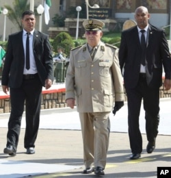 Algerian chief of staff Gen. Ahmed Gaid Salah arrives to preside a military parade at the Cherchell "Houari Boumediene" in Algiers, July 1, 2018.
