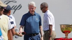 Barack Obama i Bill Clinton Liberty National Golf Club à Jersey City, N.J., 28 september 2017.