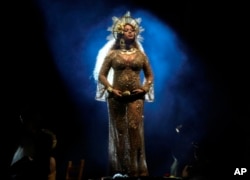 Beyonce performing at the 59th Grammy Awards in Los Angeles, California, February 12, 2017.