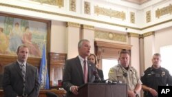 FILE - South Dakota Attorney General Marty Jackley announced charges against two consultants who worked with a Native American tribe on its plans to open the nation's first marijuana resort during a news conference Aug. 3, 2016, in Flandreau, S.D. The cha