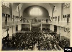 The Great Hall at Ellis Island, circa 1912, where immigrants underwent medical and legal examinations before immigration officers. (NPS/Statue of Liberty NM)