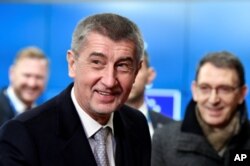 Czech Republic's Prime Minister Andrej Babis arrives for the Visegrad Group meeting in Brussels, Belgium, Dec. 14, 2017