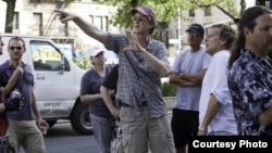 Director David Koepp on the set of Columbia Pictures' "Premium Rush," starring Joseph Gordon-Levitt. (Photo: Sarah Shatz)