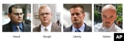 Various file photos show Blackwater guards, from left, Dustin Heard, Paul Slough, Evan Liberty and Nicholas Slatten.