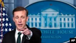 জাতীয় নিরাপত্তা উপদেষ্টা জেইক সালিভান ওয়াশিংটনের হোয়াইট হাউসে এক প্রেস ব্রিফিংয়ের সময়। ফাইল ফটো।