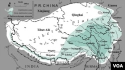 Map: Cordyceps distribution area, Tibet.