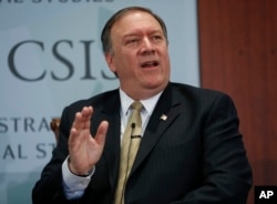 CIA Director Mike Pompeo answers questions at the Center for Strategic and International Studies (CSIS) in Washington, April 13, 2017.