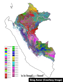 Map of Peru Showing Different Tree Species Identified by CAO