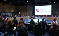 Predsednica Evropske komisije Ursula fon der Lajen tokom posete Hrvatskoj, na početku predsedavanja te zemlje Evropskoj uniji, u Zagrebu, Hrvatska, 10. januara 2020.