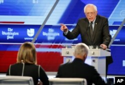 Democratic presidential candidate, Sen. Bernie Sanders, I-Vt, speaks at the Univision-Washington Post Democratic presidential debate at Miami-Dade College in Florida, March 9, 2016.
