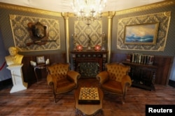 A view shows an interactive mock-up of a corrupt official's room filled with real examples of bureaucratic excess, at the "Corruption Park" in Kyiv, Ukraine, June 14, 2018.