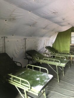 Lokasi karantina di hanggar Lanud Raden Sadjad, Natuna, Kepulauan Riau. Minggu 2 Februari 2020. (Courtesy: Dinas Kesehatan Provinsi Kepulauan Riau)