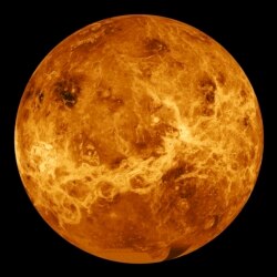 FILE - This image made available by NASA shows the planet Venus made with data produced by the Magellan spacecraft and Pioneer Venus Orbiter from 1990 to 1994.