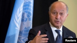 French Foreign Minister Laurent Fabius speaks in New York City earlier this year (File).