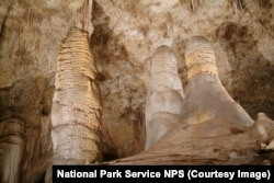 The Giant Dome is considered a column as it meets up with the ceiling. The nearly identical Twin Domes come up just short and are stalagmites.