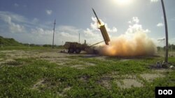 A Terminal High Altitude Area Defense (THAAD) missile is launched from a THAAD battery. Plans to deploy the missile system have been criticized by North Korea, China and Russia.