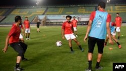 L'Égyptien Mohamed Salah à une séance d'entraînement avant le match d'ouverture de la CAN 2019.