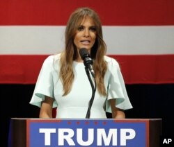 Melania Trump, wife of Republican presidential candidate Donald Trump addresses the crowd during a rally at the Milwaukee Theatre in Milwaukee. (AP)