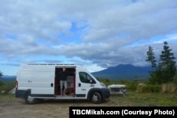Mikah’s cargo van has almost all the amenities of home, as long as the power doesn’t go out.