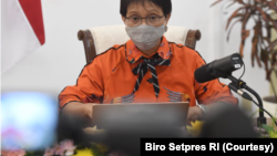 Menlu Retno LP Marsudi memberikan keterangan kepada media. (Foto dok: Biro Setpres)